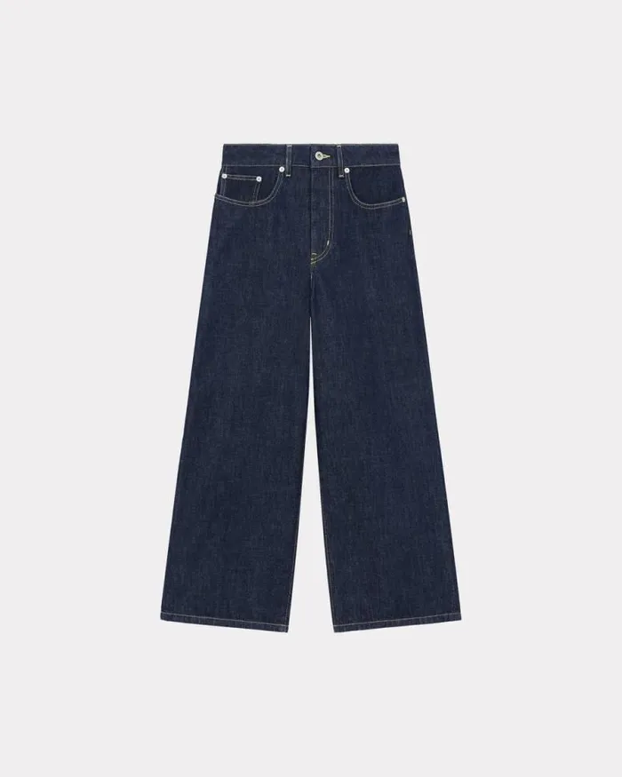 Women SUMIRE Cropped Jeans In Japanese Denim Rinse Blue Denim Kenzo Pants And Shorts