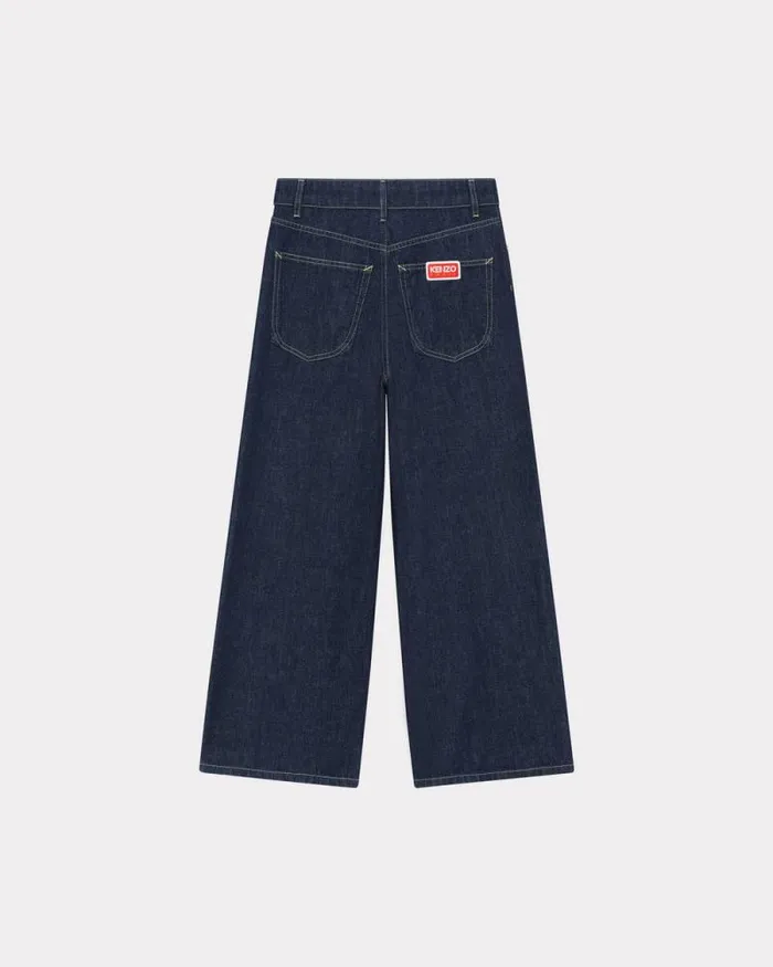 Women SUMIRE Cropped Jeans In Japanese Denim Rinse Blue Denim Kenzo Pants And Shorts