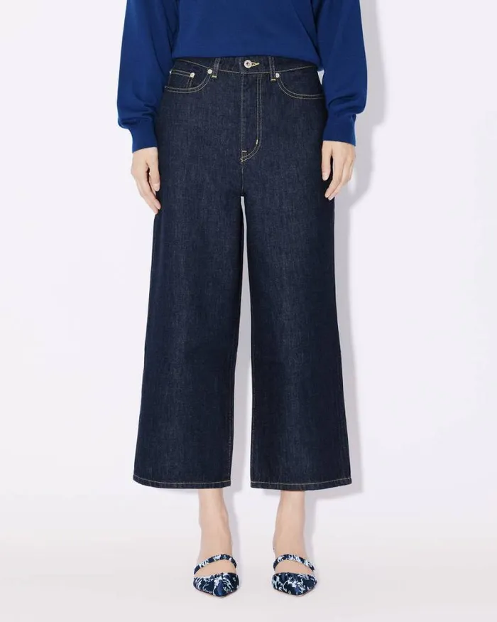 Women SUMIRE Cropped Jeans In Japanese Denim Rinse Blue Denim Kenzo Pants And Shorts