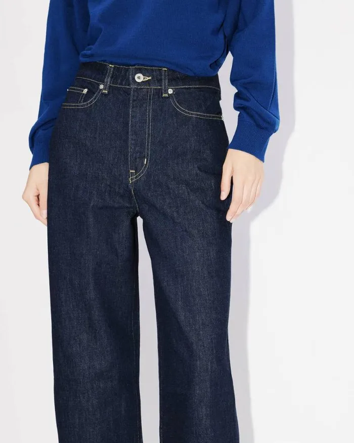Women SUMIRE Cropped Jeans In Japanese Denim Rinse Blue Denim Kenzo Pants And Shorts