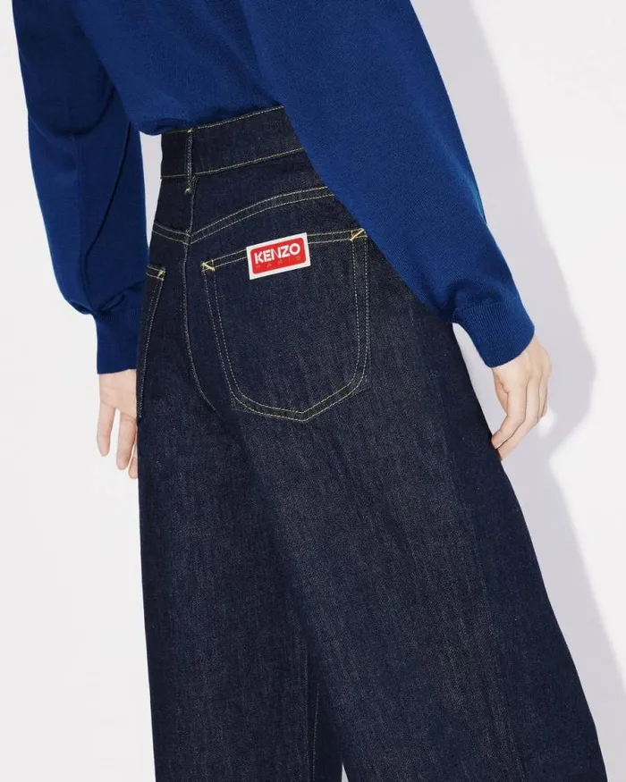 Women SUMIRE Cropped Jeans In Japanese Denim Rinse Blue Denim Kenzo Pants And Shorts