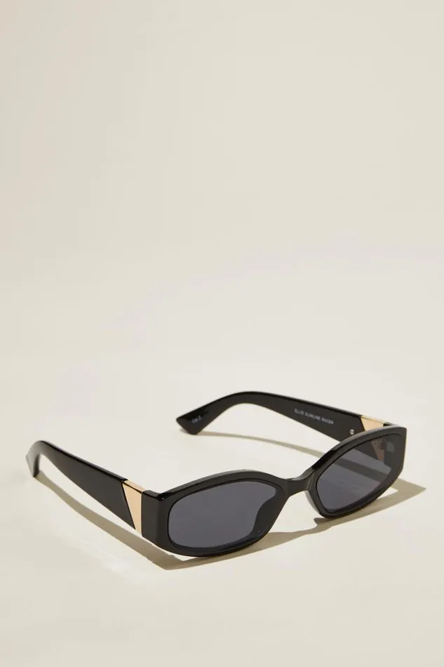 Women Sunglasses Cotton On Ellis Slimline Racer Black