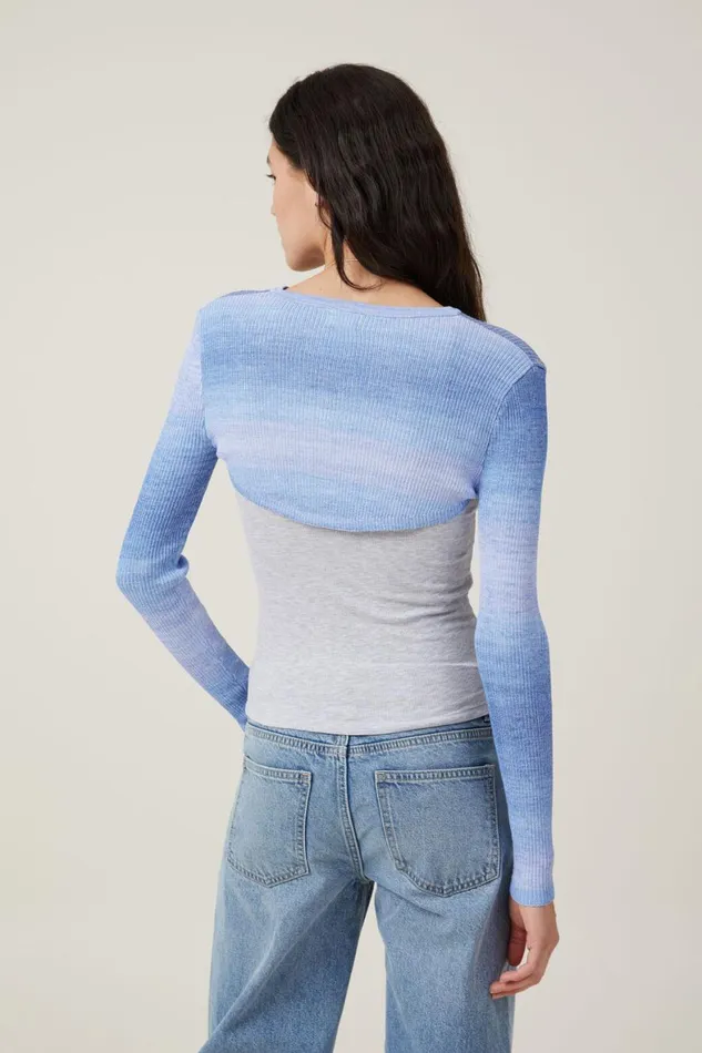 Women Sweaters and Cardigans Cotton On Rib Pullover Shrug Horizon Blue Ombre Women Sweaters and Cardigans Cotton On Rib Pullover Shrug Horizon Blue Ombre