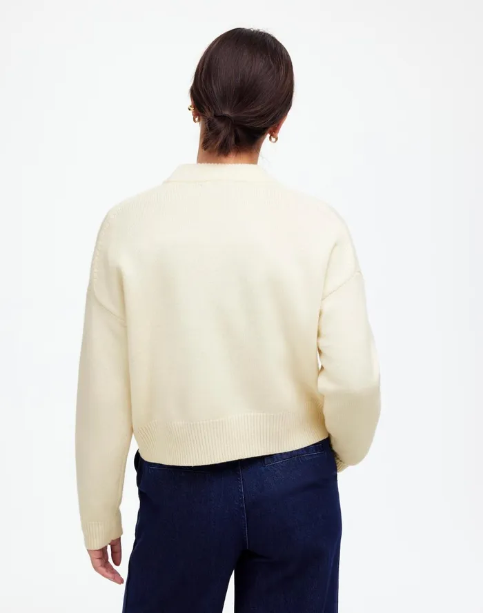 Women Sweaters Madewell Boxy Crewneck Sweater In SoftWool Hthr Cloud