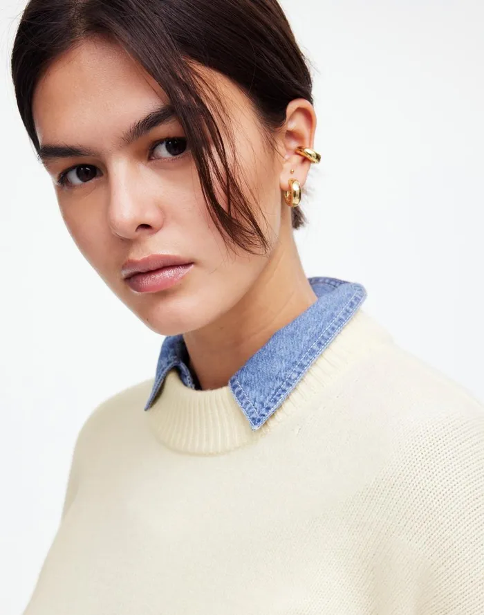 Women Sweaters Madewell Boxy Crewneck Sweater In SoftWool Hthr Cloud