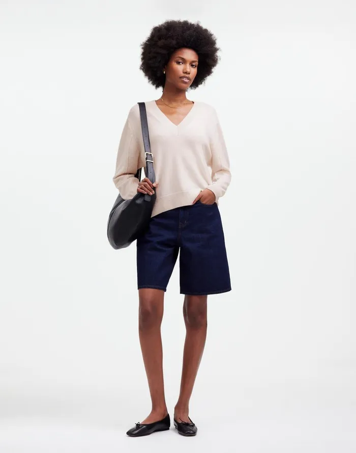 Women Sweaters Madewell Cashmere VNeck Sweater Hthr Oat