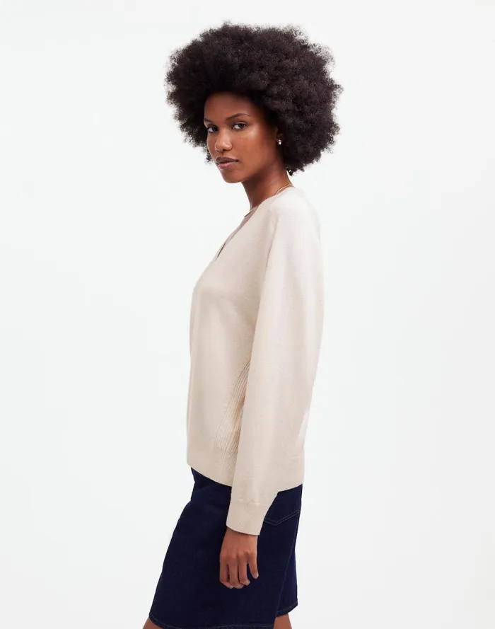 Women Sweaters Madewell Cashmere VNeck Sweater Hthr Oat