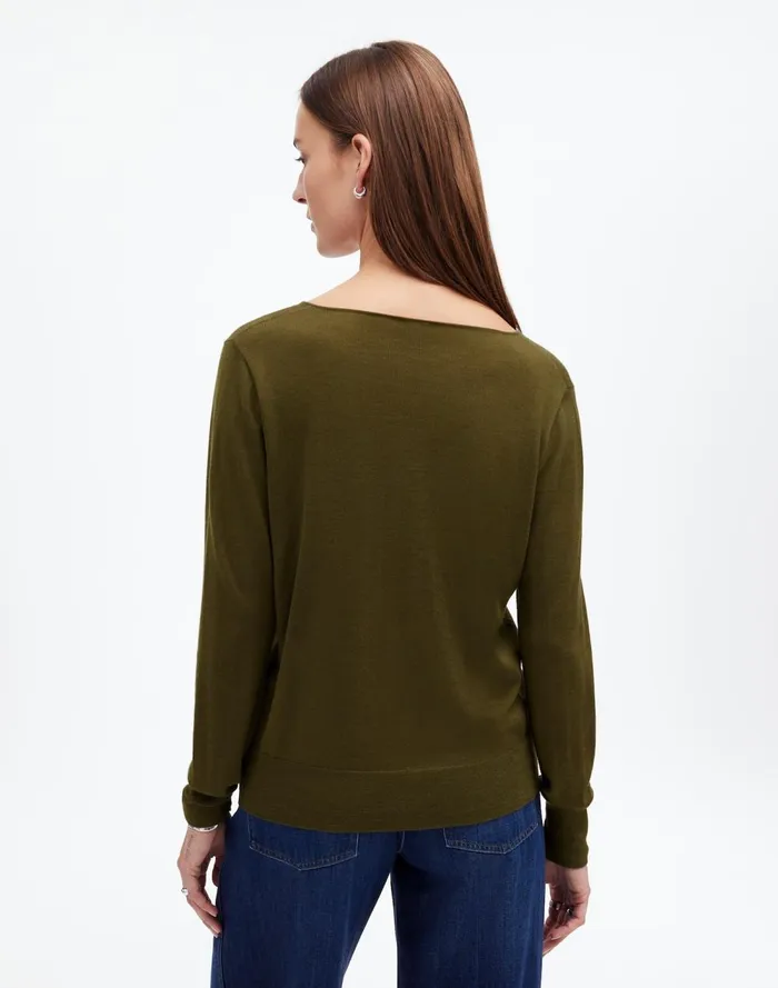 Women Sweaters Madewell Merino WoolSilk Blend VNeck Sweater Faded Ivy