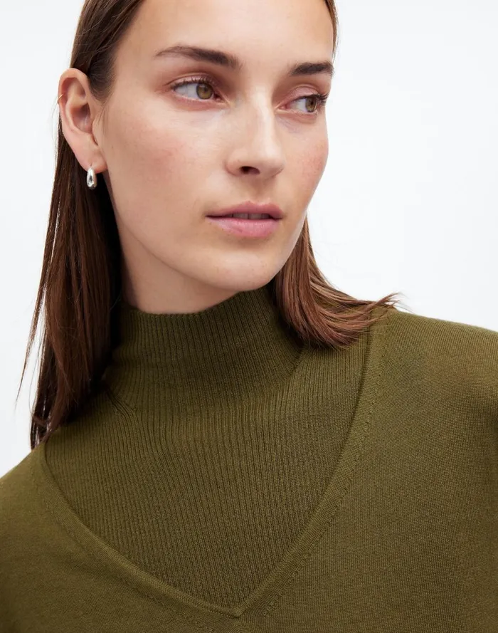 Women Sweaters Madewell Merino WoolSilk Blend VNeck Sweater Faded Ivy