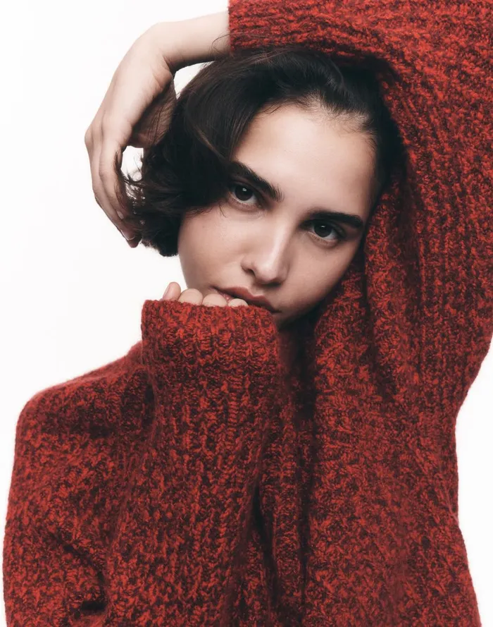 Women Sweaters Madewell Ribbed CottonBlend Sweater Bright Cherry Marl