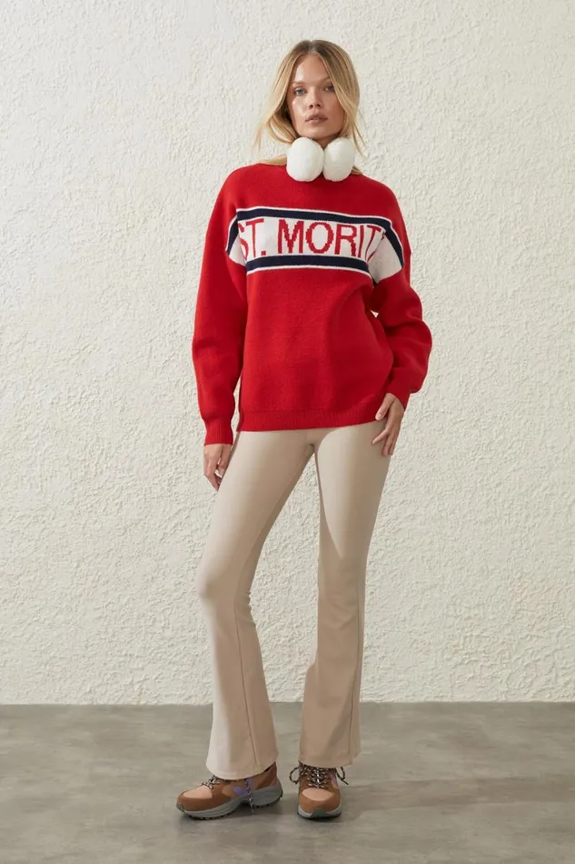 Women Sweats and Hoodies Cotton On Active Knit Mock Neck Jumper Coconut Milkapres Red