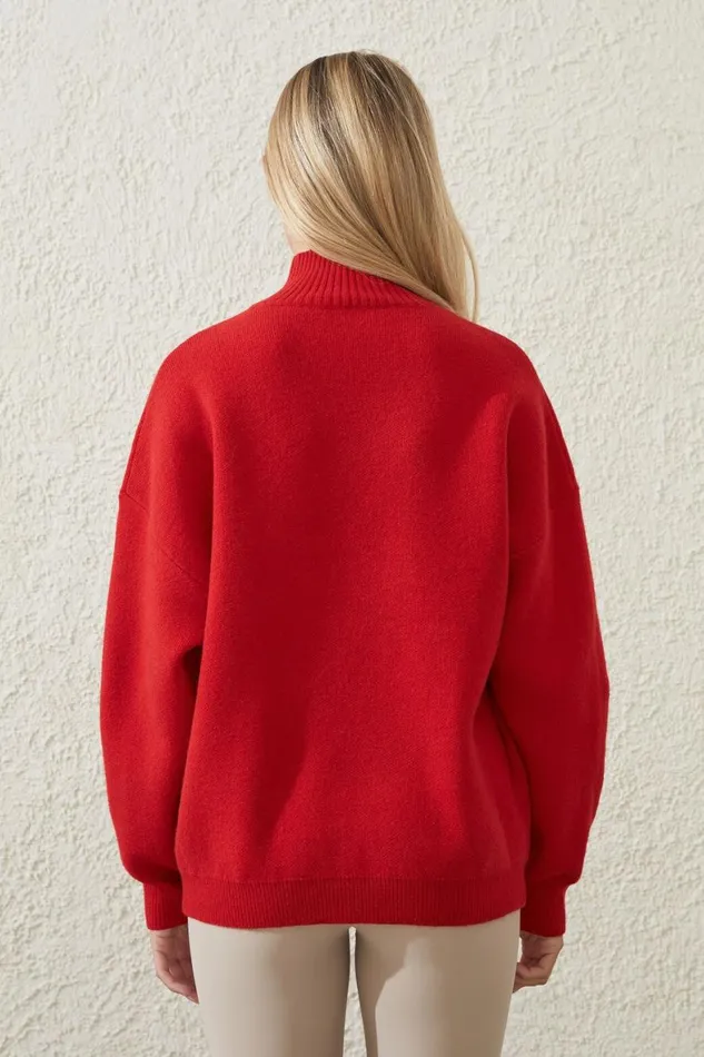 Women Sweats and Hoodies Cotton On Active Knit Mock Neck Jumper Coconut Milkapres Red