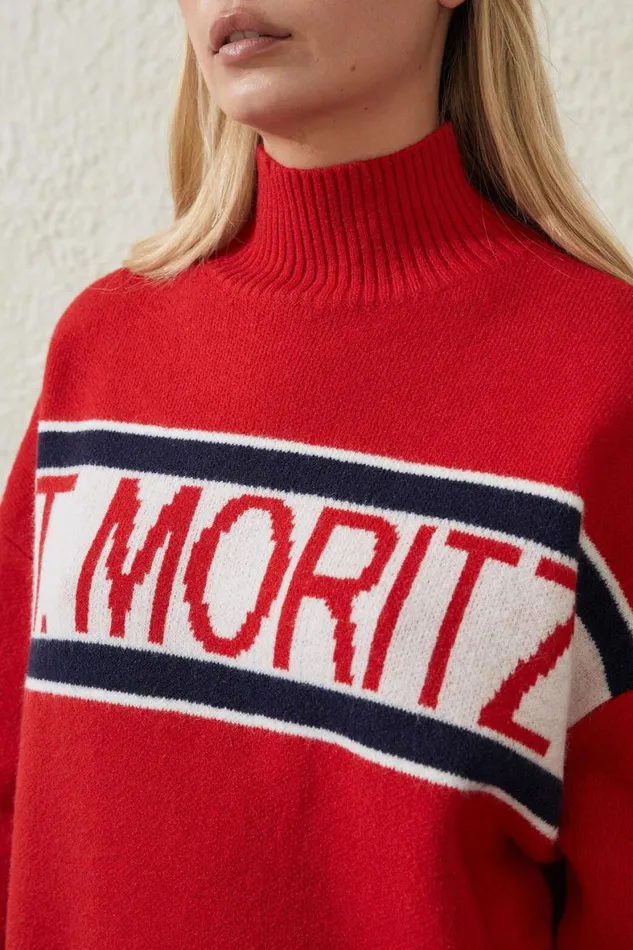 Women Sweats and Hoodies Cotton On Active Knit Mock Neck Jumper Coconut Milkapres Red