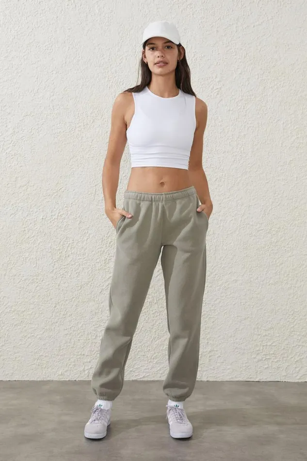 Women Sweats and Hoodies Cotton On Plush Essential Gym Sweatpant Dusty Khaki