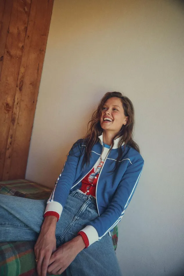 Women Sweats and Hoodies Cotton On Retro Sporty Zip Through Blue Moon White