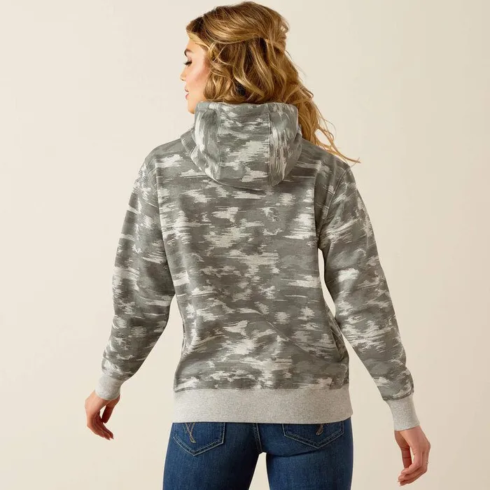 Women Sweatshirts and Hoodies Ariat Ariat Logo 20 Hoodie Grey Blur Print