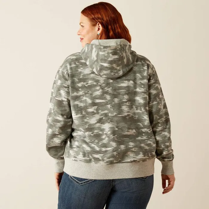 Women Sweatshirts and Hoodies Ariat Ariat Logo 20 Hoodie Grey Blur Print