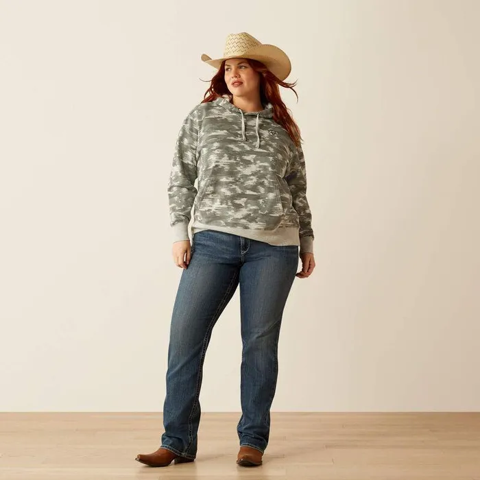 Women Sweatshirts and Hoodies Ariat Ariat Logo 20 Hoodie Grey Blur Print