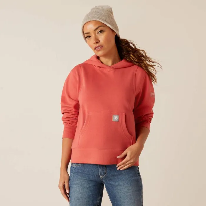 Women Sweatshirts and Hoodies Ariat Rebar Lightweight Cropped Hoodie Mineral Red