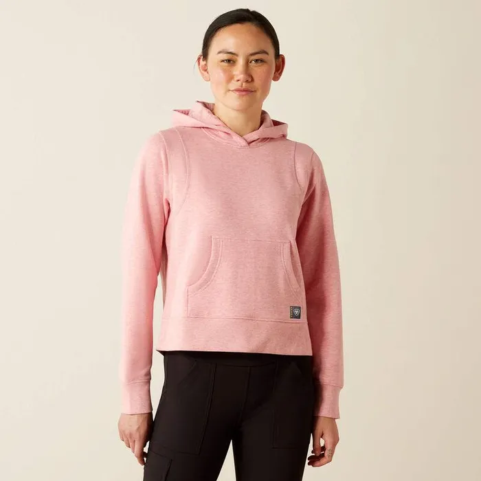 Women Sweatshirts and Hoodies Ariat Rebar Lightweight Cropped Hoodie Powder Pink Heather
