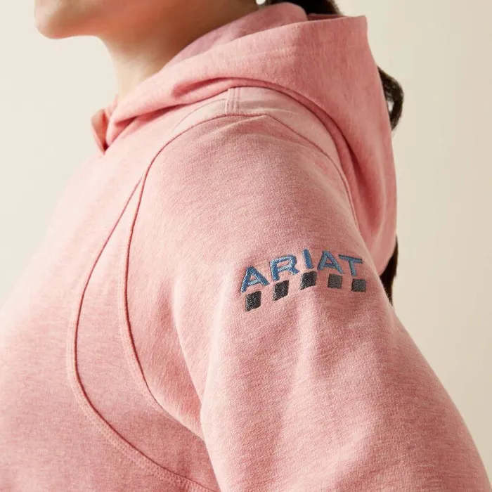 Women Sweatshirts and Hoodies Ariat Rebar Lightweight Cropped Hoodie Powder Pink Heather