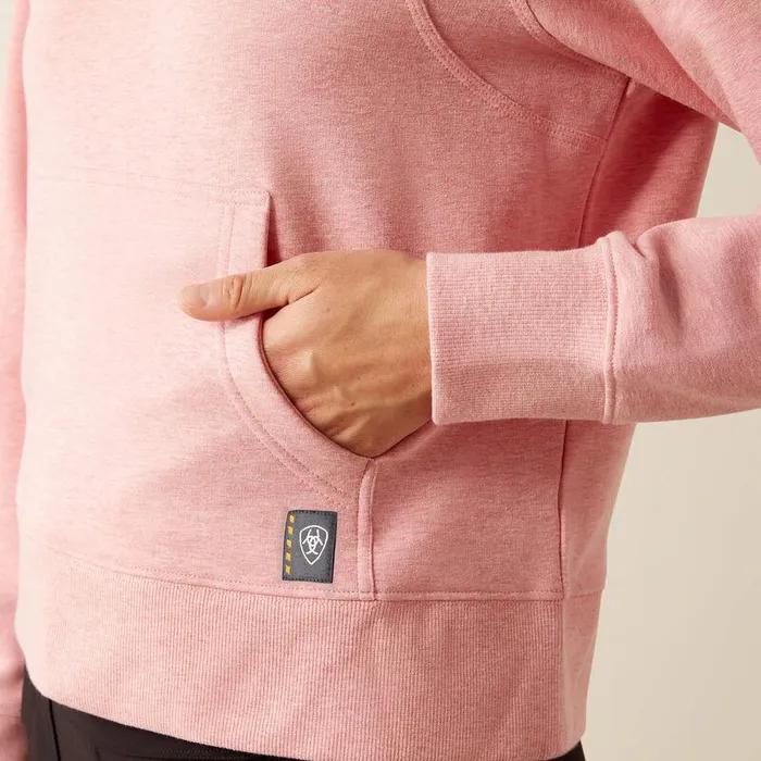 Women Sweatshirts and Hoodies Ariat Rebar Lightweight Cropped Hoodie Powder Pink Heather