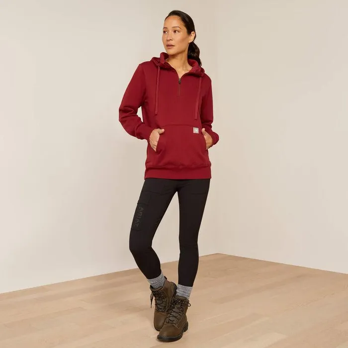 Women Sweatshirts and Hoodies Ariat Rebar Skill Set 12 Zip Hoodie Cabernet