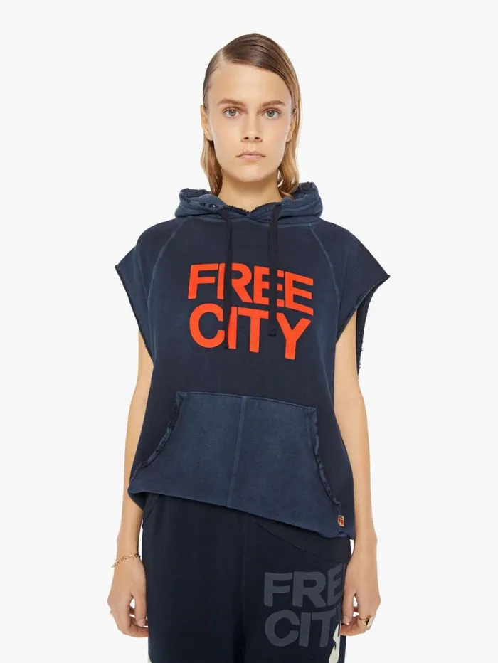 Women Sweatshirts Mother Denim LNL WORDY Superyumm Cutoff Hoodie Squidsink