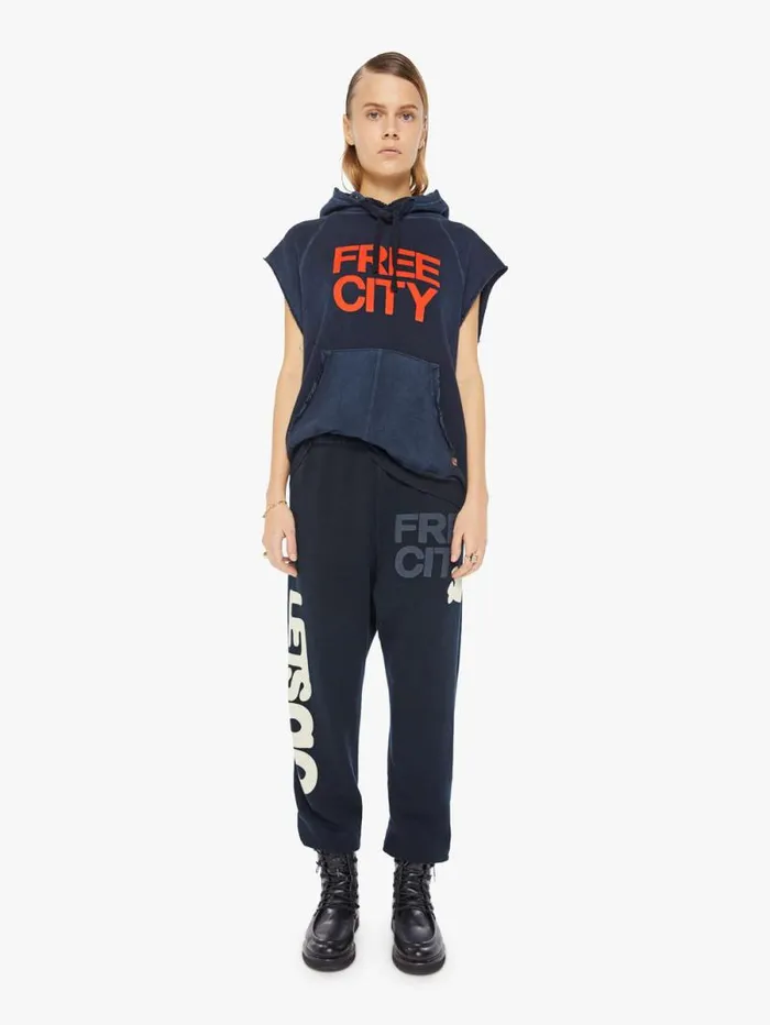 Women Sweatshirts Mother Denim LNL WORDY Superyumm Cutoff Hoodie Squidsink
