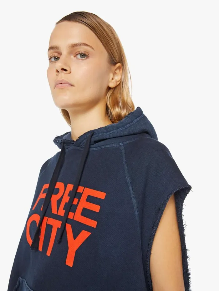 Women Sweatshirts Mother Denim LNL WORDY Superyumm Cutoff Hoodie Squidsink