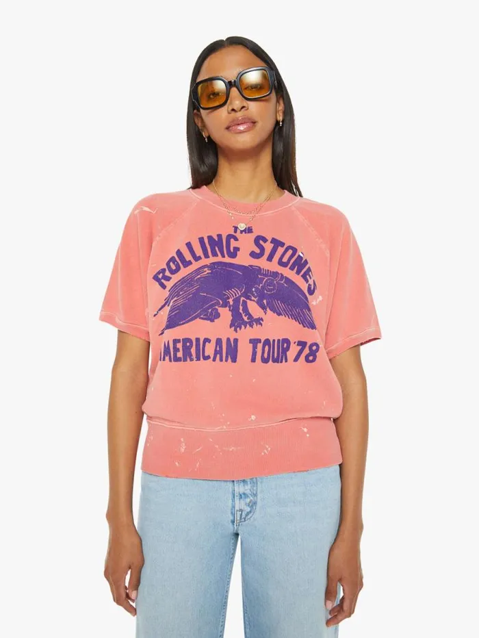 Women Sweatshirts Mother Denim Rolling Stones SS Sweatshirt Red