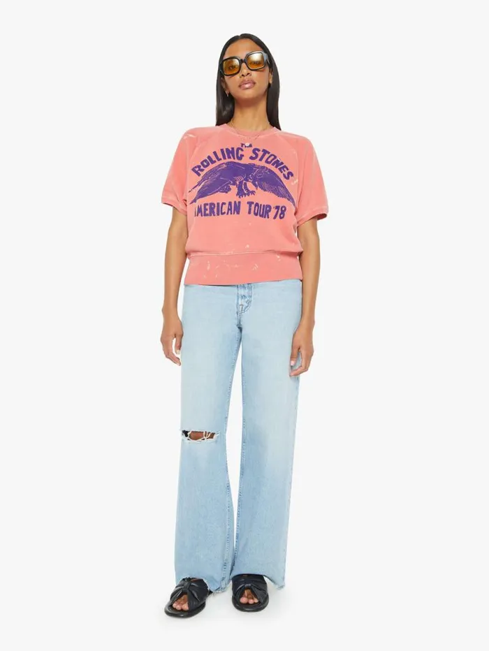 Women Sweatshirts Mother Denim Rolling Stones SS Sweatshirt Red