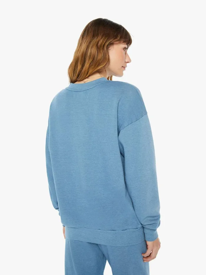 Women Sweatshirts Mother Denim Tiny Logo Sweatshirt Chambray Blue