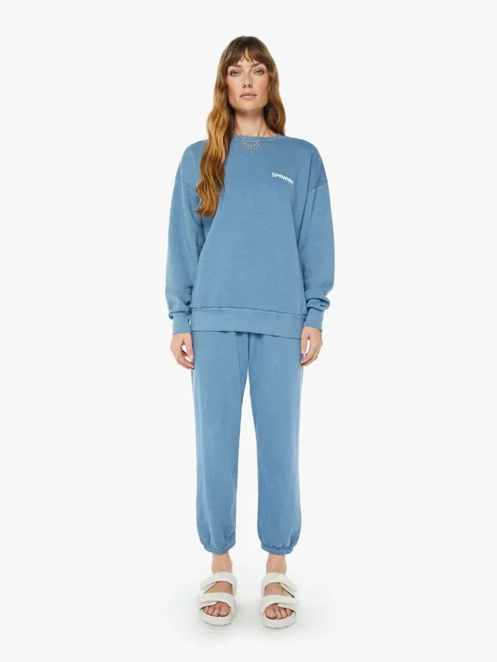 Women Sweatshirts Mother Denim Tiny Logo Sweatshirt Chambray Blue