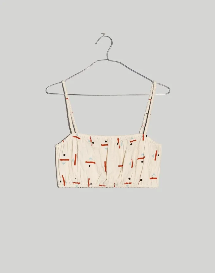 Women Swim Madewell Madewell X Caroline Z Hurley CoverUp Bubble Crop Top In Tridot Vintage Linen