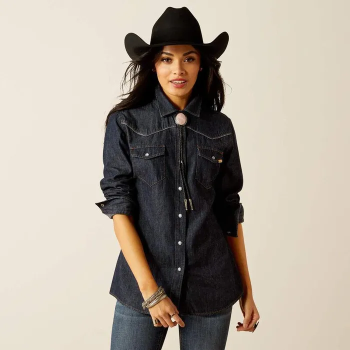 Women TShirts and Tops Ariat Farriday Denim Shirt Rinse