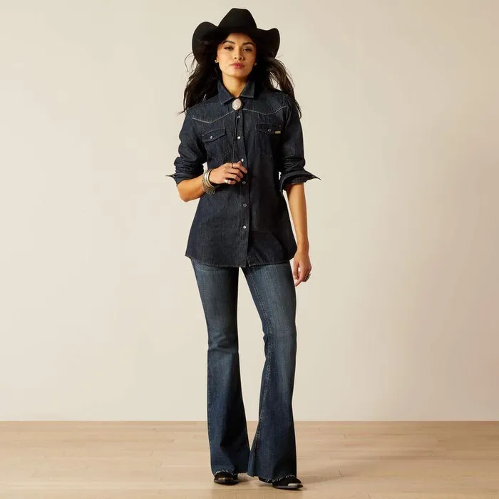 Women TShirts and Tops Ariat Farriday Denim Shirt Rinse Women TShirts and Tops Ariat Farriday Denim Shirt Rinse