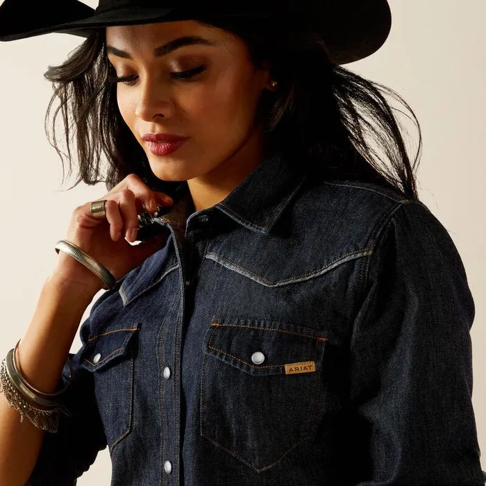 Women TShirts and Tops Ariat Farriday Denim Shirt Rinse Women TShirts and Tops Ariat Farriday Denim Shirt Rinse