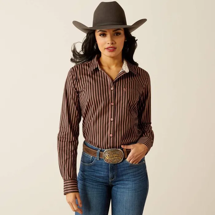 Women TShirts and Tops Ariat Kirby Stretch Shirt Light Mahogany Stripe