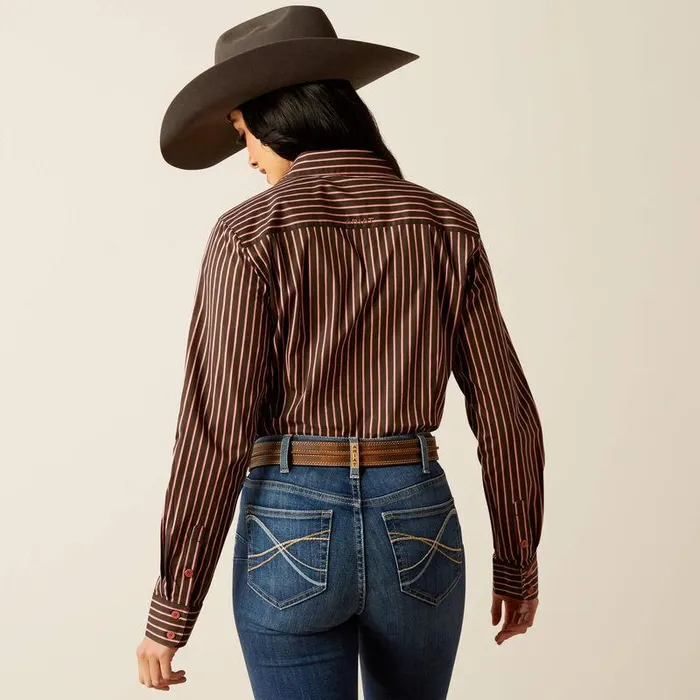 Women TShirts and Tops Ariat Kirby Stretch Shirt Light Mahogany Stripe Women TShirts and Tops Ariat Kirby Stretch Shirt Light Mahogany Stripe