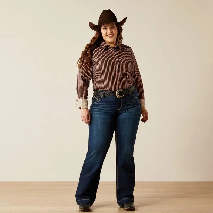 Women TShirts and Tops Ariat Kirby Stretch Shirt Light Mahogany Stripe Women TShirts and Tops Ariat Kirby Stretch Shirt Light Mahogany Stripe