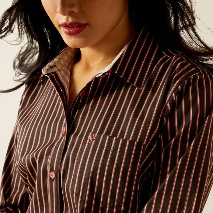 Women TShirts and Tops Ariat Kirby Stretch Shirt Light Mahogany Stripe Women TShirts and Tops Ariat Kirby Stretch Shirt Light Mahogany Stripe