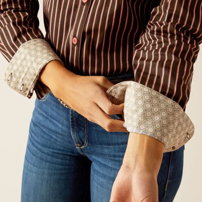 Women TShirts and Tops Ariat Kirby Stretch Shirt Light Mahogany Stripe Women TShirts and Tops Ariat Kirby Stretch Shirt Light Mahogany Stripe