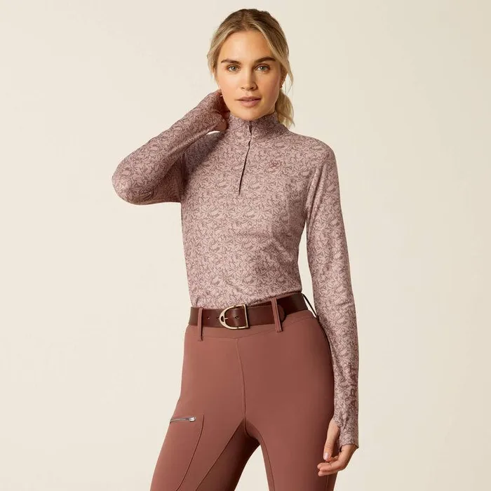 Women TShirts and Tops Ariat Lowell 30 14 Zip Baselayer Abstract Floral