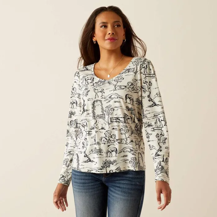 Women TShirts and Tops Ariat Nellore TShirt Toile Scene Print