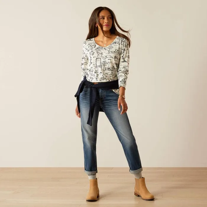 Women TShirts and Tops Ariat Nellore TShirt Toile Scene Print Women TShirts and Tops Ariat Nellore TShirt Toile Scene Print