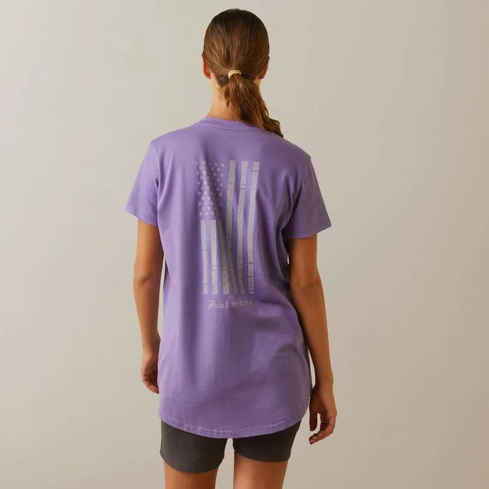 Women TShirts and Tops Ariat Rebar Cotton Strong American Flag Graphc TShirt Paisley Purple