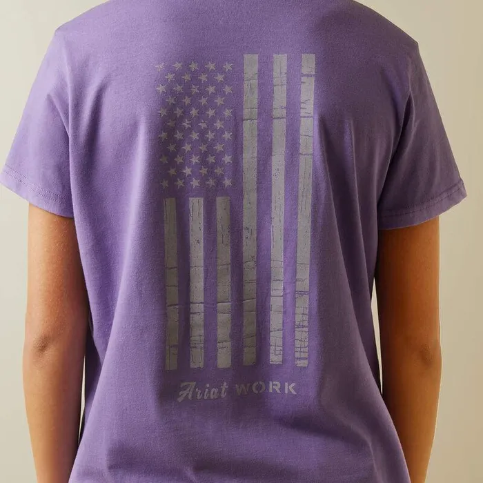 Women TShirts and Tops Ariat Rebar Cotton Strong American Flag Graphc TShirt Paisley Purple
