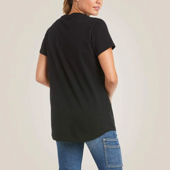 Women TShirts and Tops Ariat Rebar Cotton Strong VNeck TShirt Black