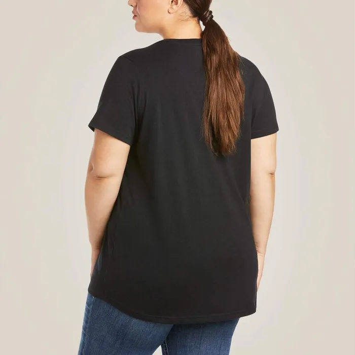 Women TShirts and Tops Ariat Rebar Cotton Strong VNeck TShirt Black